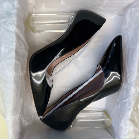 GIANNA MELANI MADE IN ITALY LEATHER Elegant Black Heel Transparent Block Heel - Picture 2 of 10